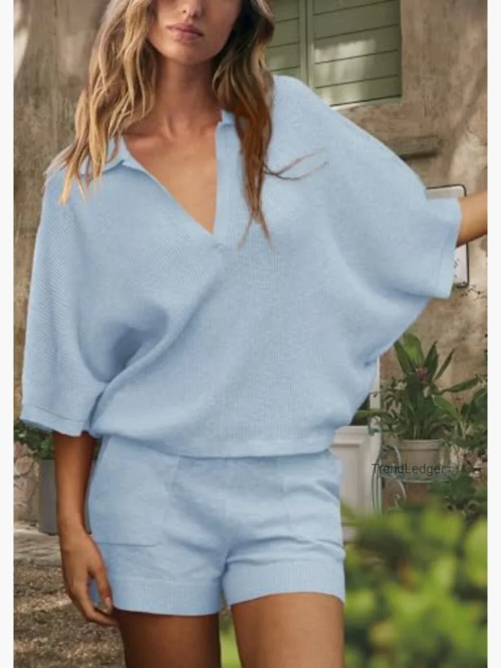 Womens Lounge Set Oversized Summer Sweater Matching Shorts Travel Outfits